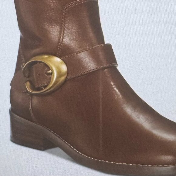 COACH BRYNN SIGNATURE BUCKLE RIDING BOOT SZ 6B Brown - Picture 13 of 14